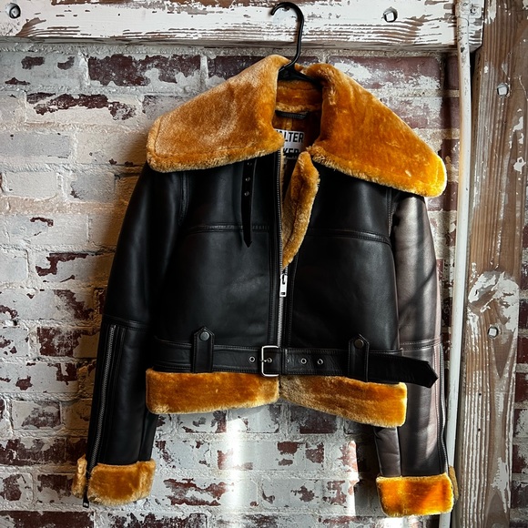 🏁 Walter Baker Mandie Coffee & Honey Genuine Leather Jacket / Coat 🍯🧸🔥 - Picture 9 of 11